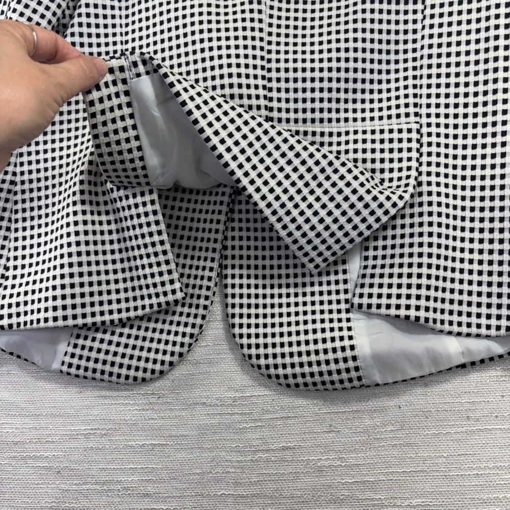 Talbots‎ Womens Black Cream Gingham Check Single Button Blazer Jacket Size L - Picture 8 of 9